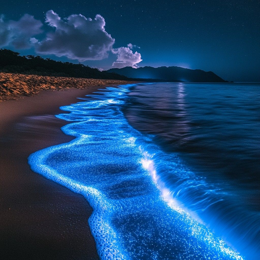 1024x1024 Free Bioluminescent Tide Glow Image, Ocean, Beach
