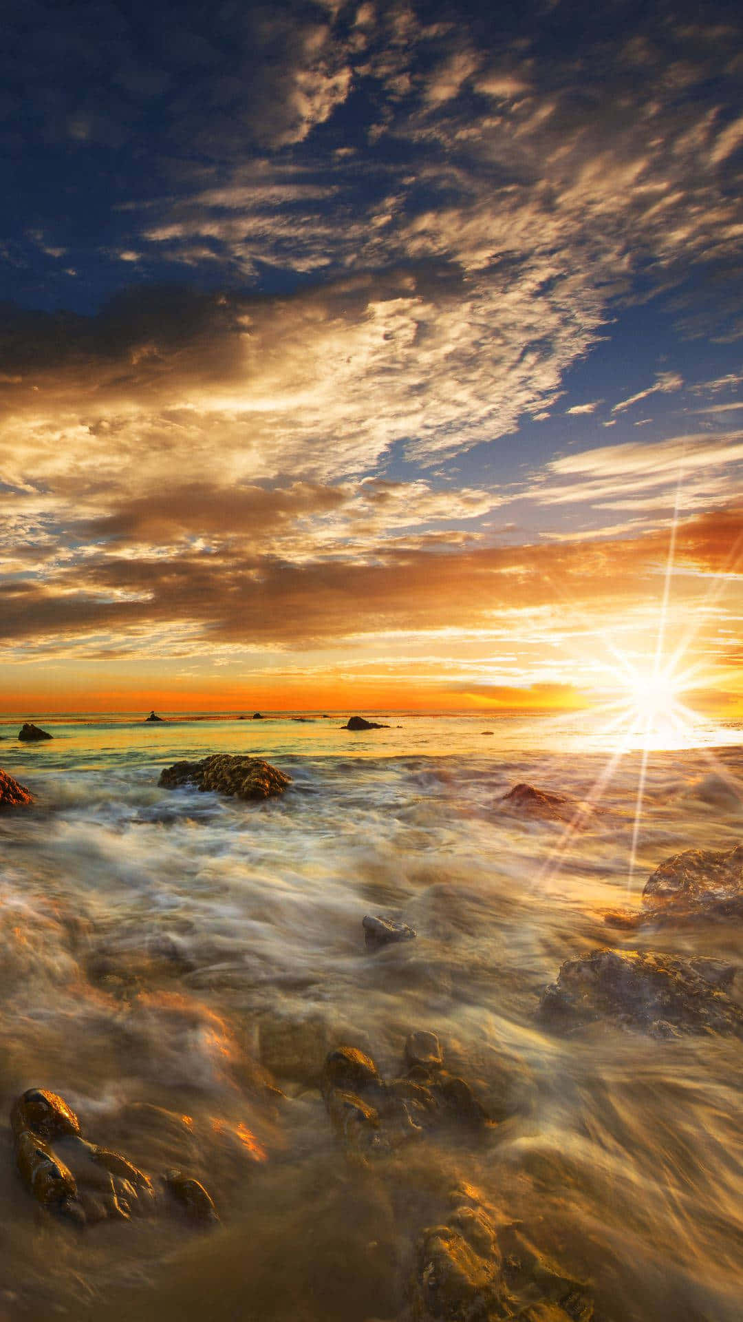1080x1920 Download iPhone X Malibu Background Glowing Ocean Wave
