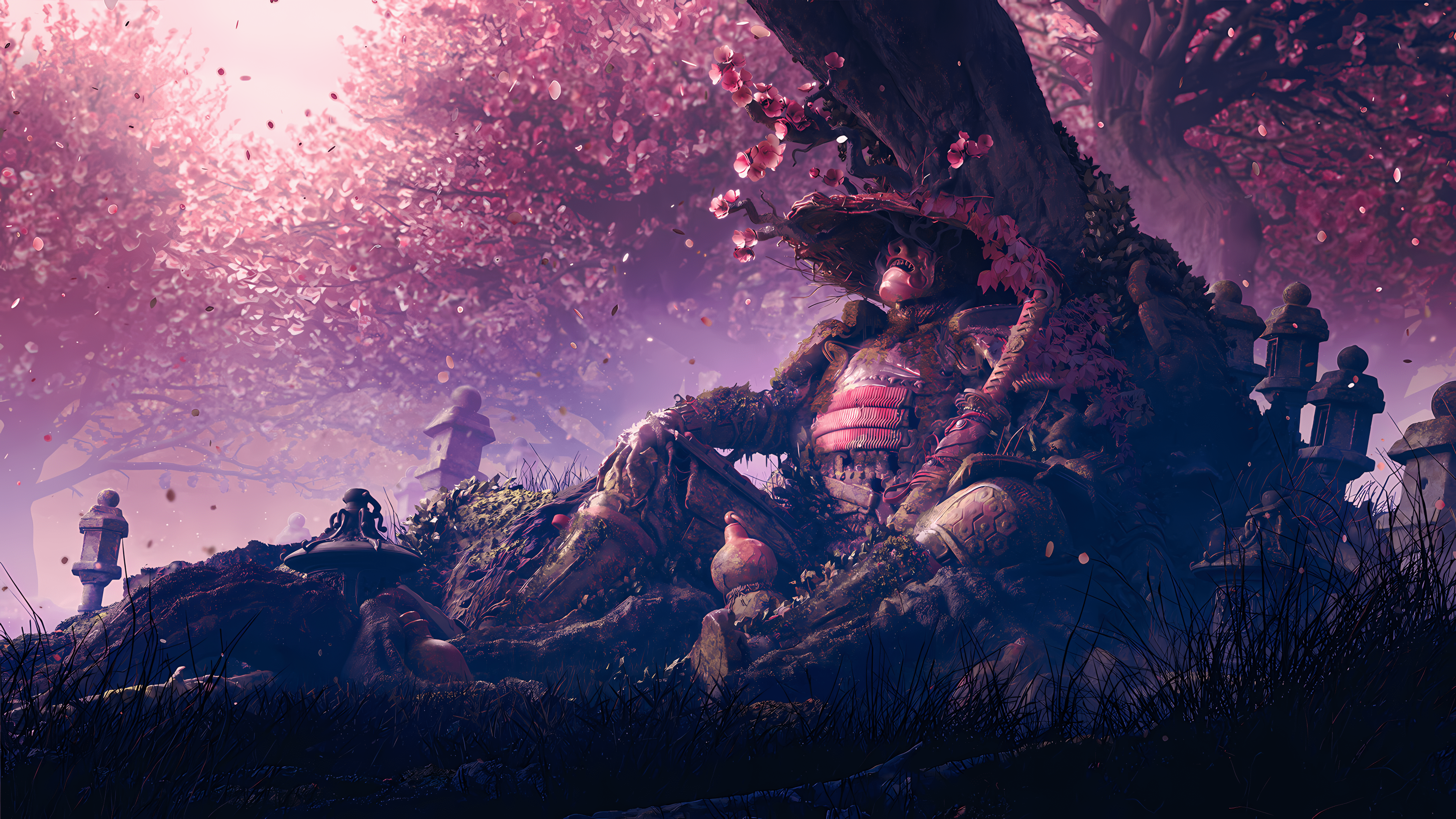 3840x2160 Samurai Sakura Wallpaper