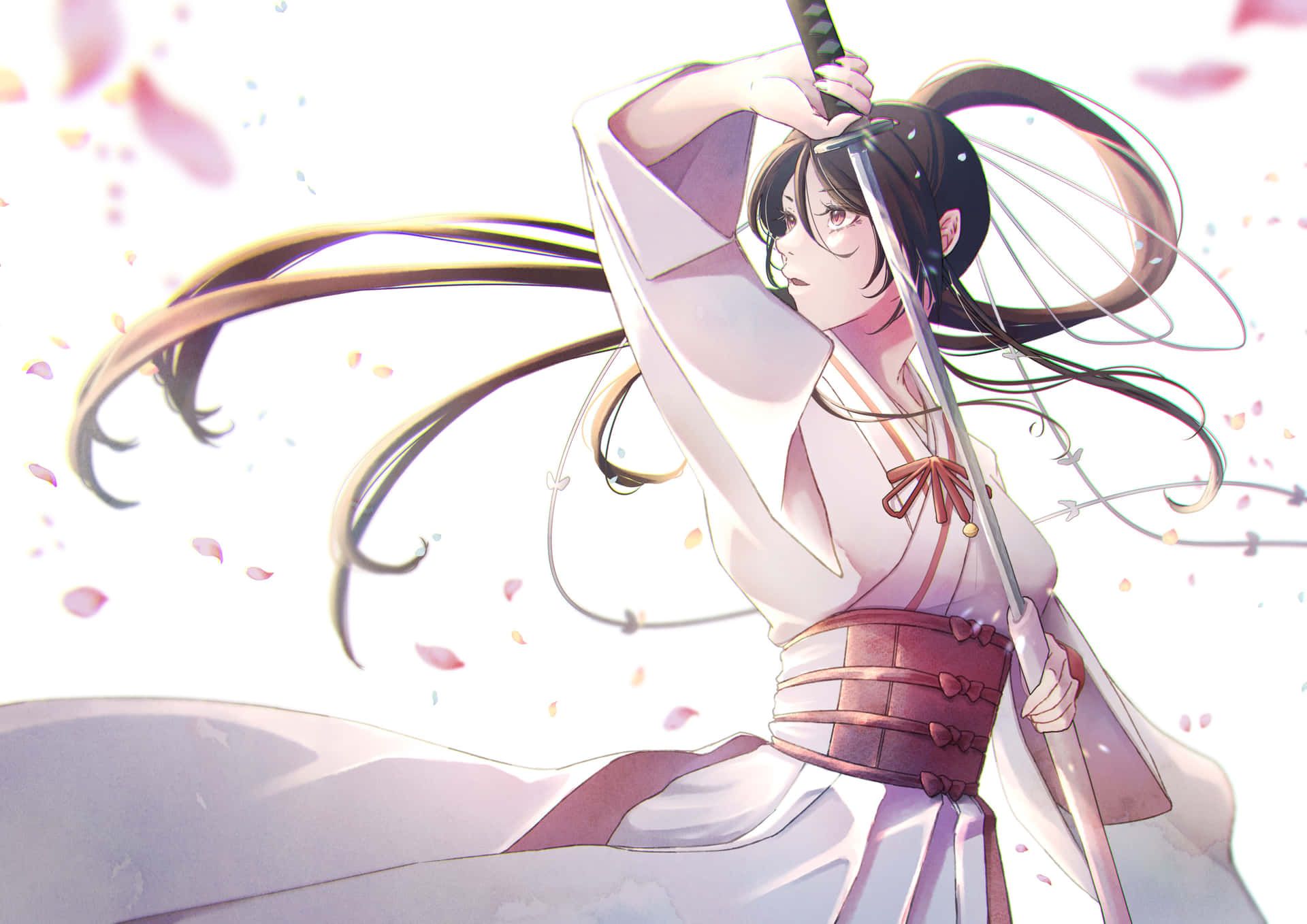 1920x1358 Download Sakura Samurai Girl Drawing Wallpaper