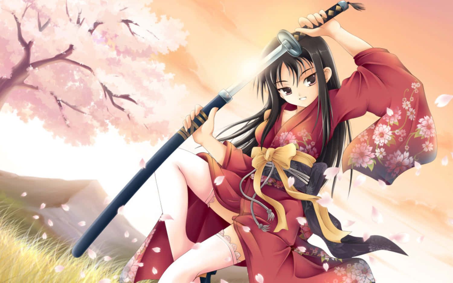 1500x938 Download Samurai Anime Girl Sakura Kimono Wallpaper