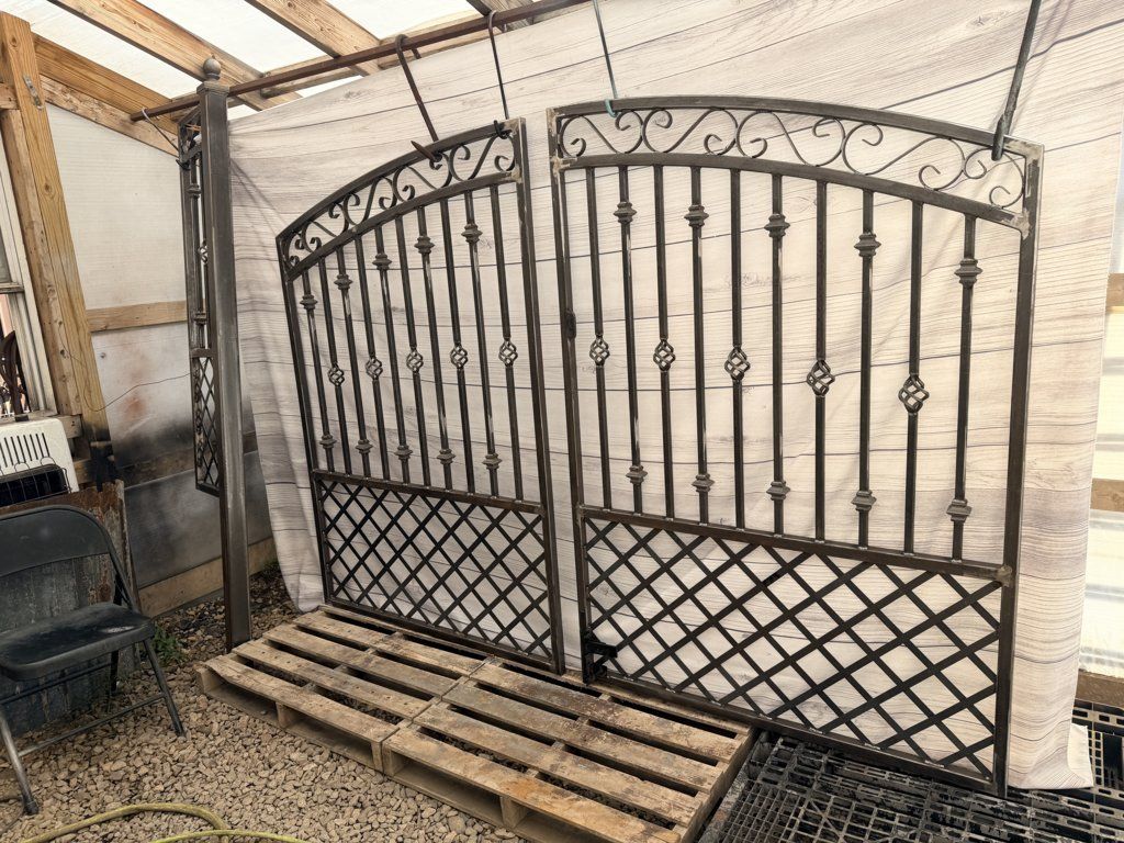 1024x768 Metal Calvary Driveway Entry Gate 5't x 8'w Double Wrought Iron Driveway Gates