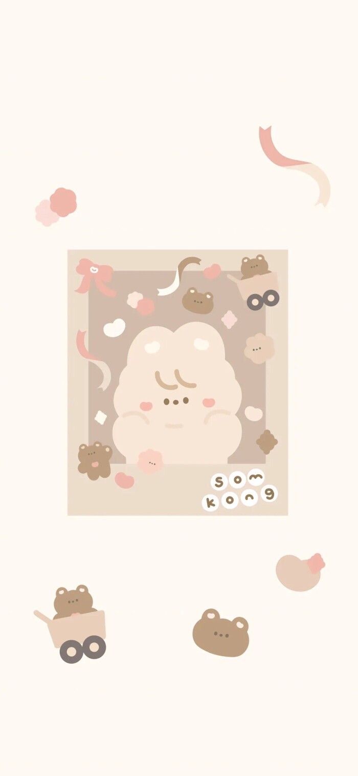 700x1515 Kawaii animal wallpaper aesthetic. Cream kawaii wallpaper