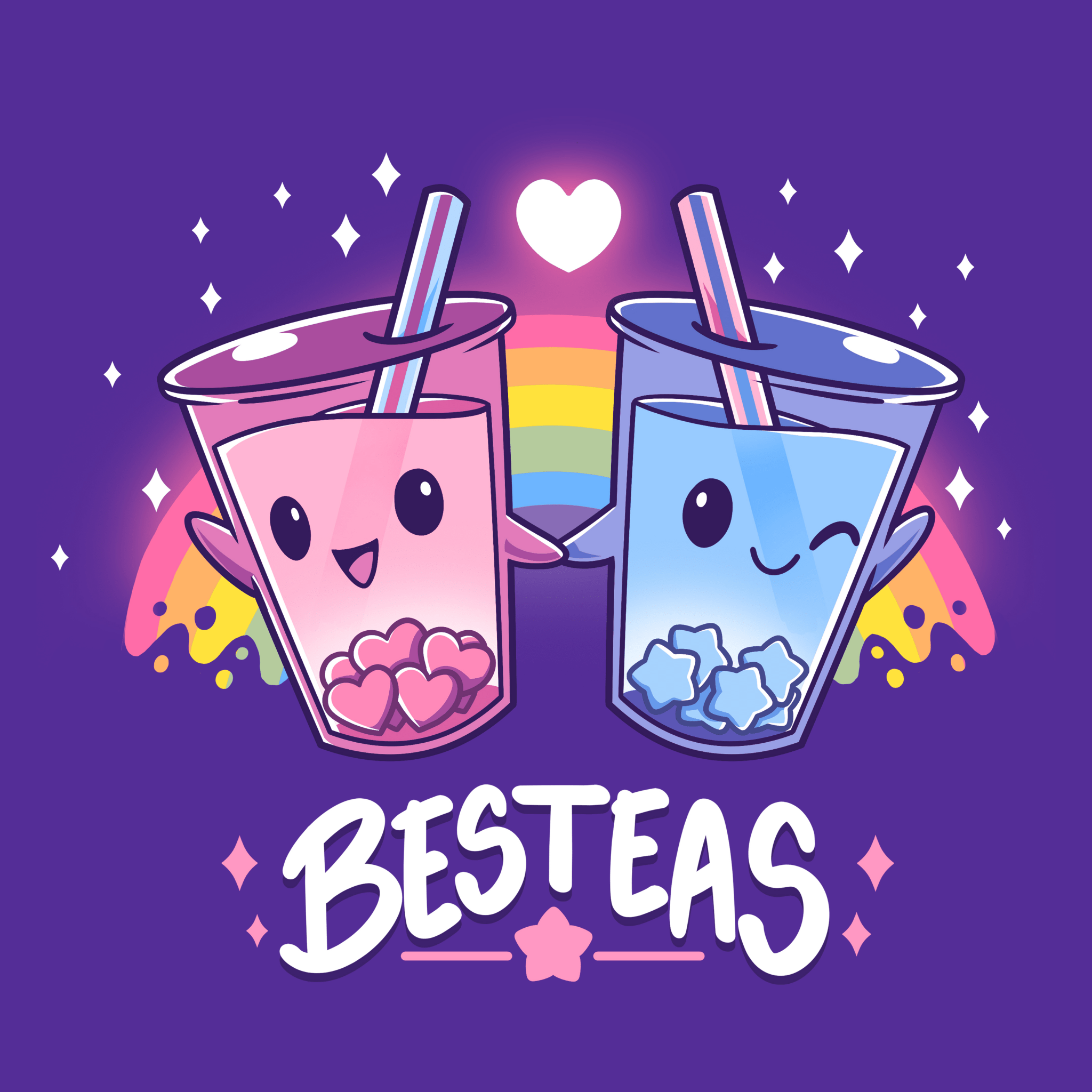 2048x2048 Kawaii bubble tea Wallpaper 4K, Love hearts, Rainbow