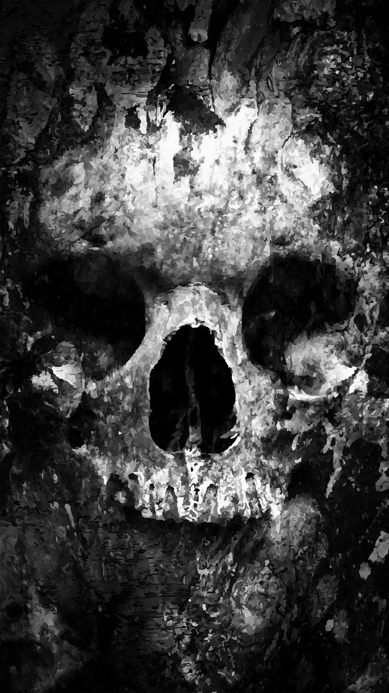 1242x2208 iPhone X wallpaper. skull face ark paint illustration art bw dark