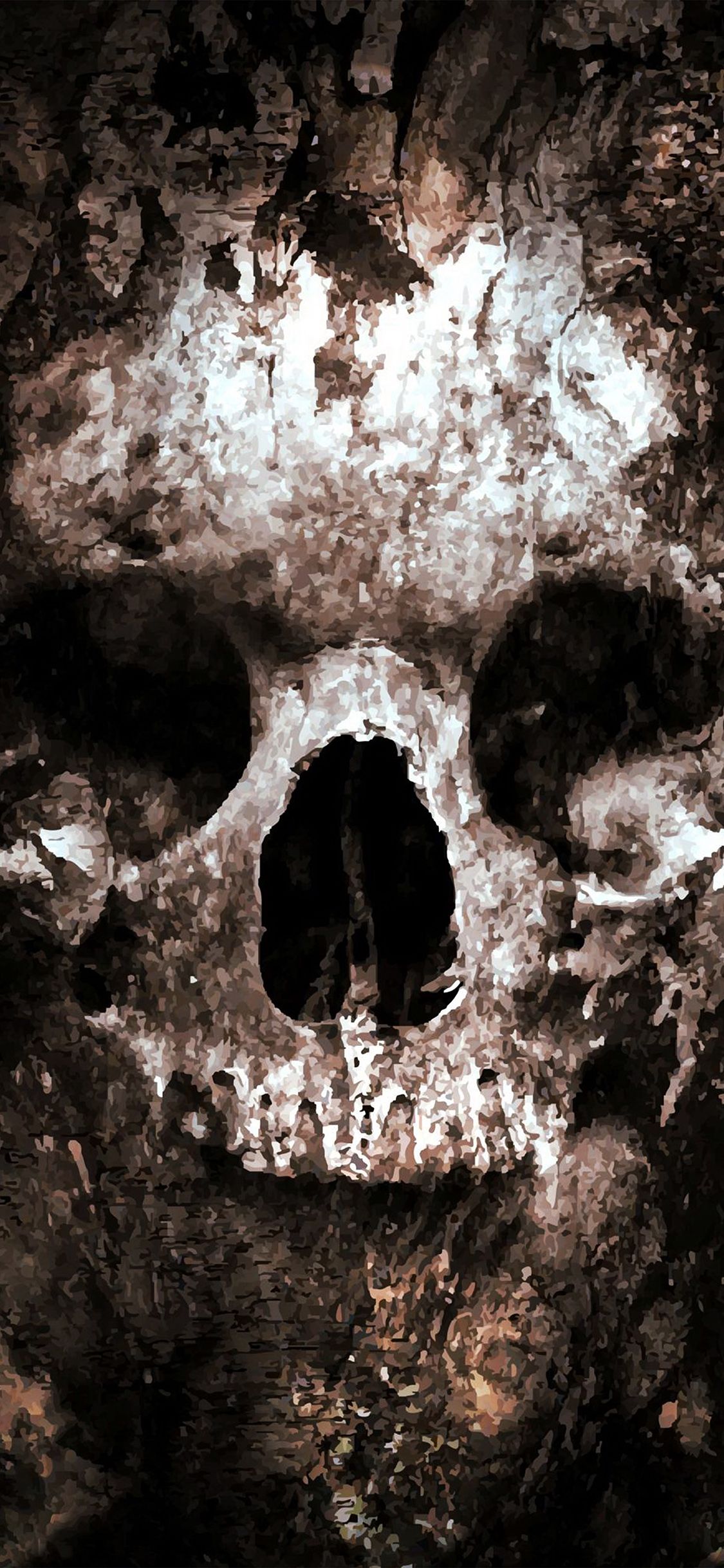 1125x2436 iPhone X wallpaper. skull face ark paint illustration art