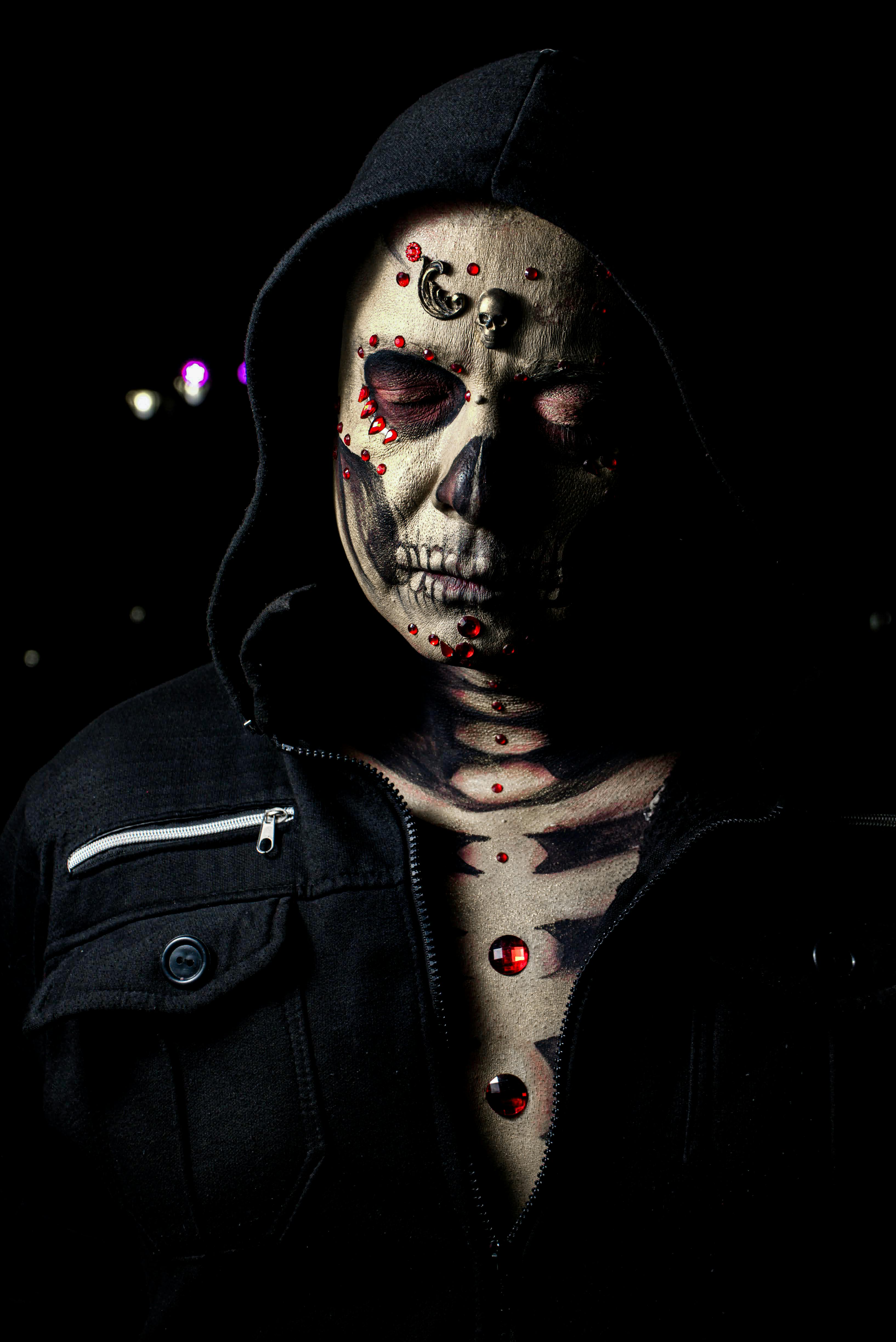 3268x4895 Creepy Skull Face in Dark Hooded Jacket · Free