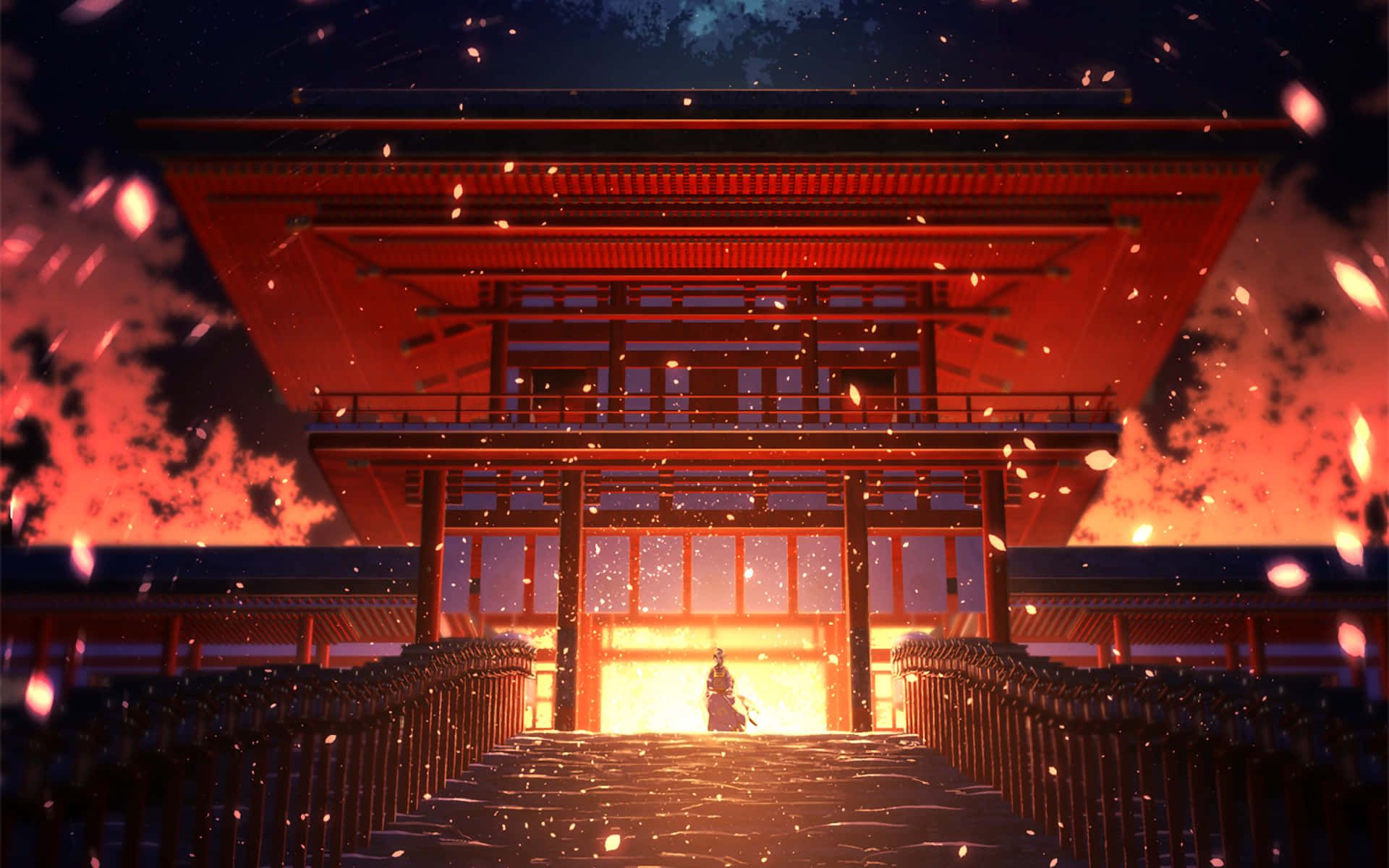 1920x1200 Download A Man Is Walking Through A Building With A Fire In The Background Wallpaper