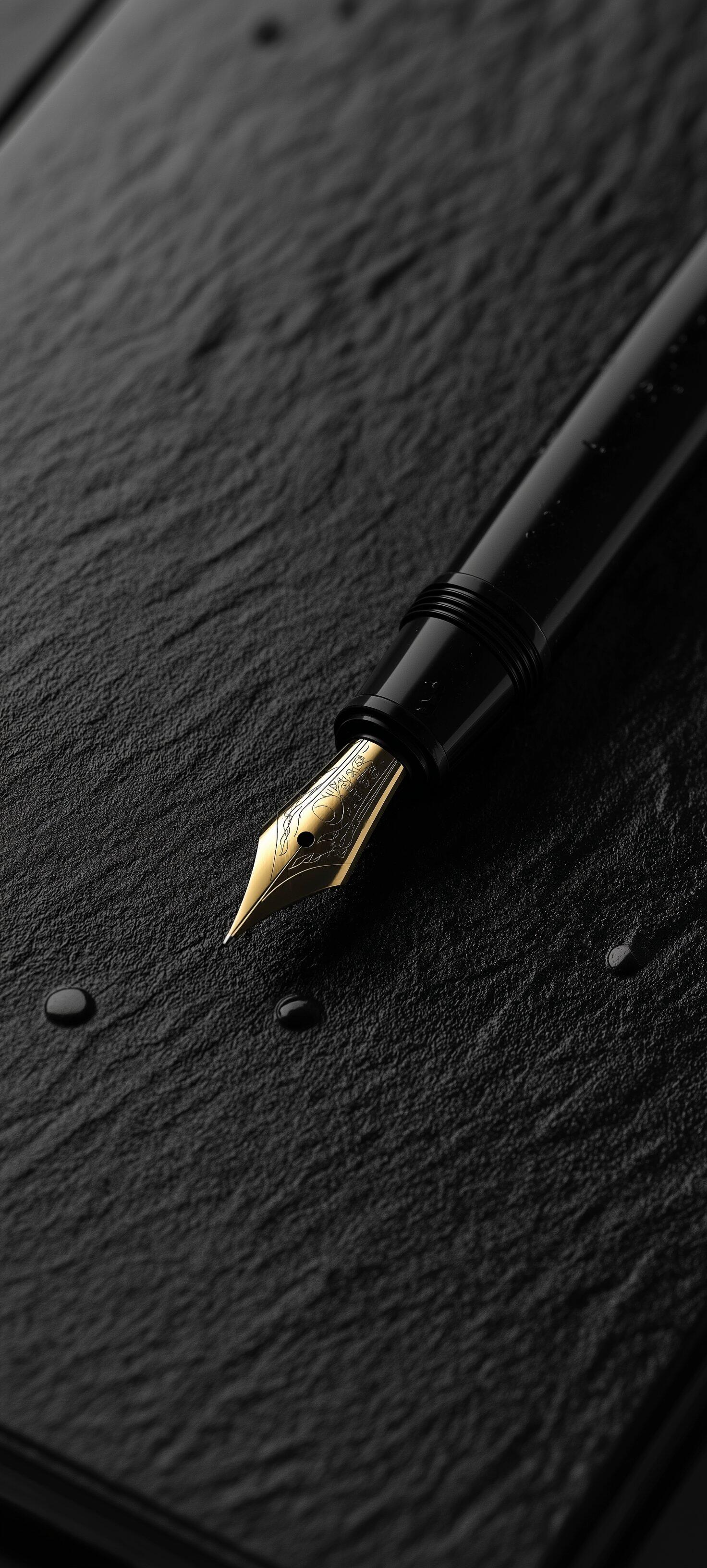 1472x3264 Elegant Ink: A Sleek Black Pencil Wallpaper for Your Phone