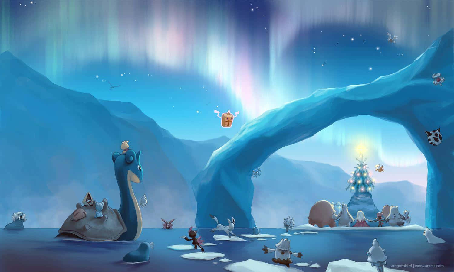 1500x900 Download Abomasnow Standing On Iceberg Wallpaper