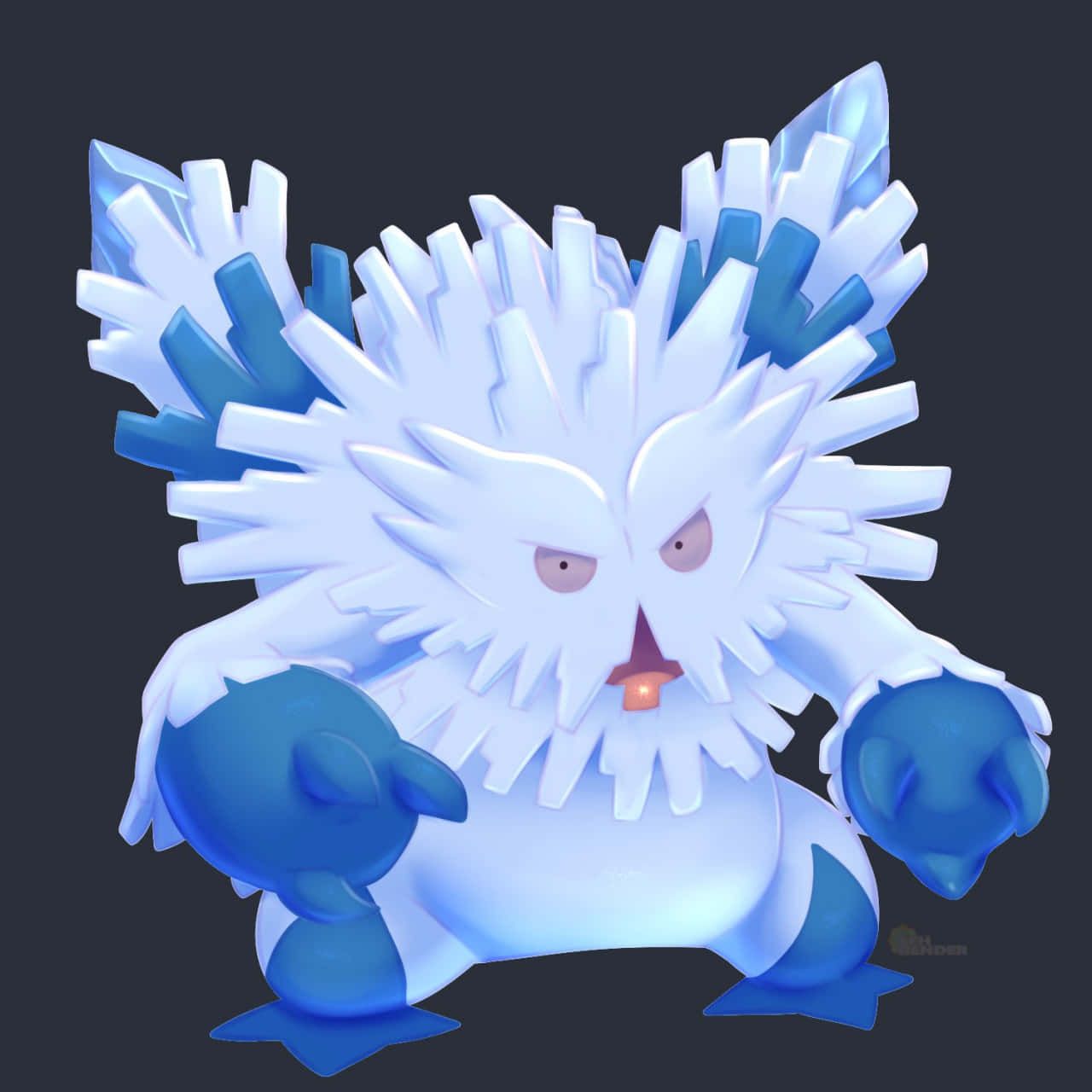 1280x1280 Download Mega Abomasnow In Dark Background For Phone Wallpaper