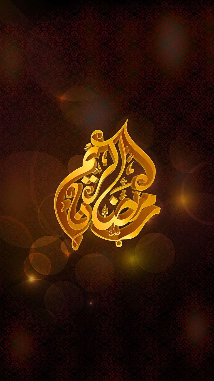 Hình nền HD 728x1294: Happy Ramadan Kareem 2015, thư pháp màu nâu Ả Rập