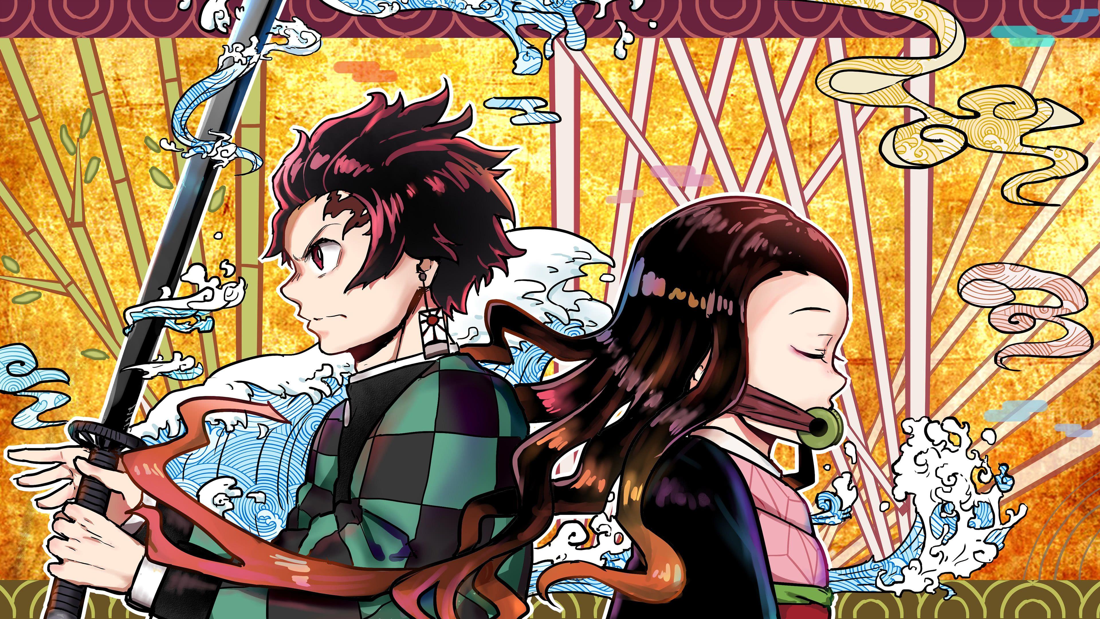 3840x2160 Kimetsu no Yaiba Tanjiro Kamado Nezuko Kamado UHD 4K Wallpaper