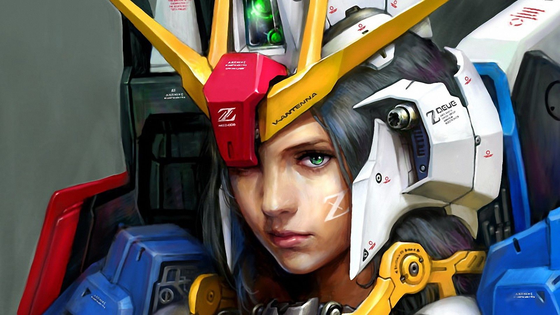 1920x1080 women, Gundam, Mech, Mobile, Suit, Zeta, Gundam, Green, Eyes, Artwork, 1920x Wallpaper, Abstract, Arts, HD Wallpaper HD / Desktop and Mobile Background