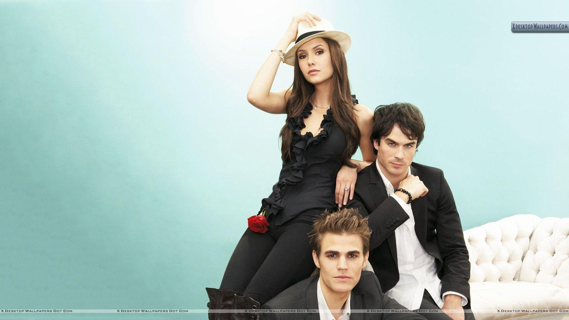1920x1080 Nina Dobrev, Paul Wesley & Ian Somerhalder Photohoot Wallpaper