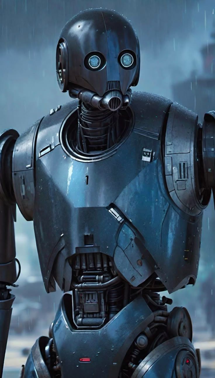 736x1293 K 2SO From Star Wars Rogue One In The Rain. Wallpaper Digital Art