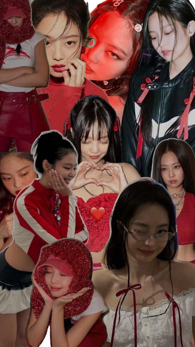 675x1200 Jennie Blackpink red wallpaper collage