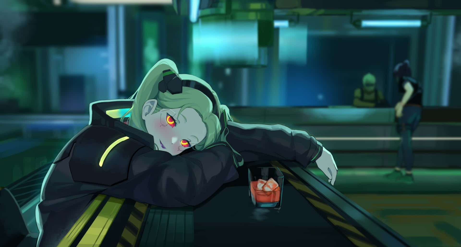 1920x1031 Download Cyberpunk Bar Rest Scene Rebecca Wallpaper