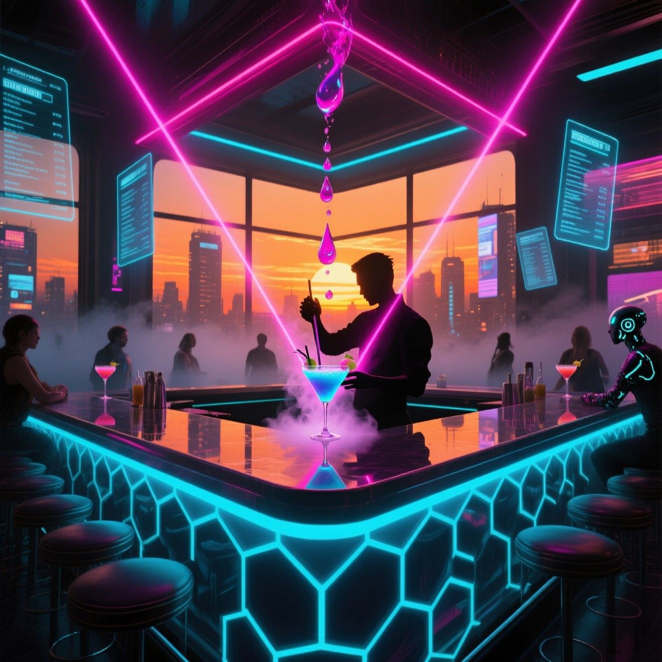 1328x1328 Free Neon Bar Future Image, Neon, Futuristic