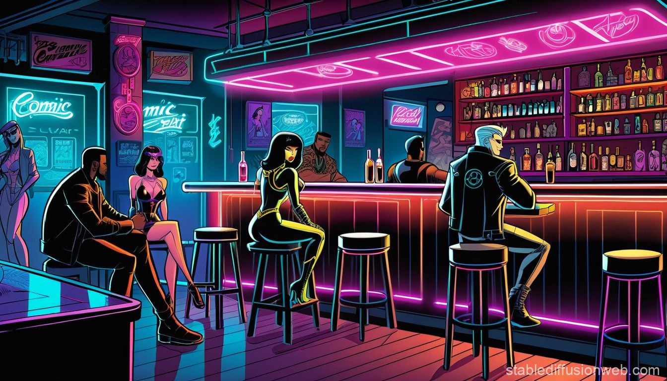 1344x768 Cyberpunk Bar at Night. Stable Diffusion Online