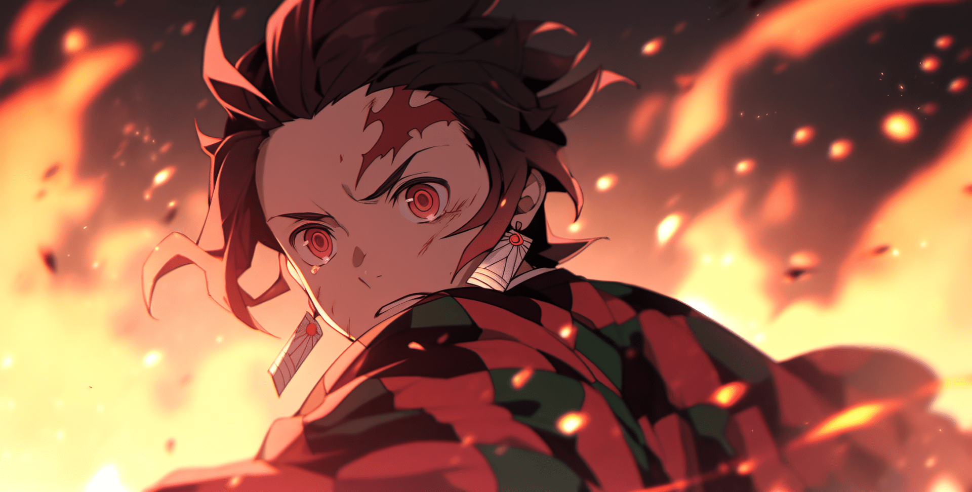 1920x972 Sad Tanjiro in Japanese Lofi Style Wallpaper