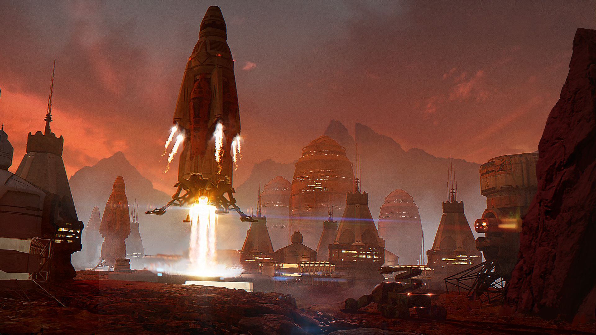 1920x1080 Download Mars Sci Fi Spaceship HD Wallpaper