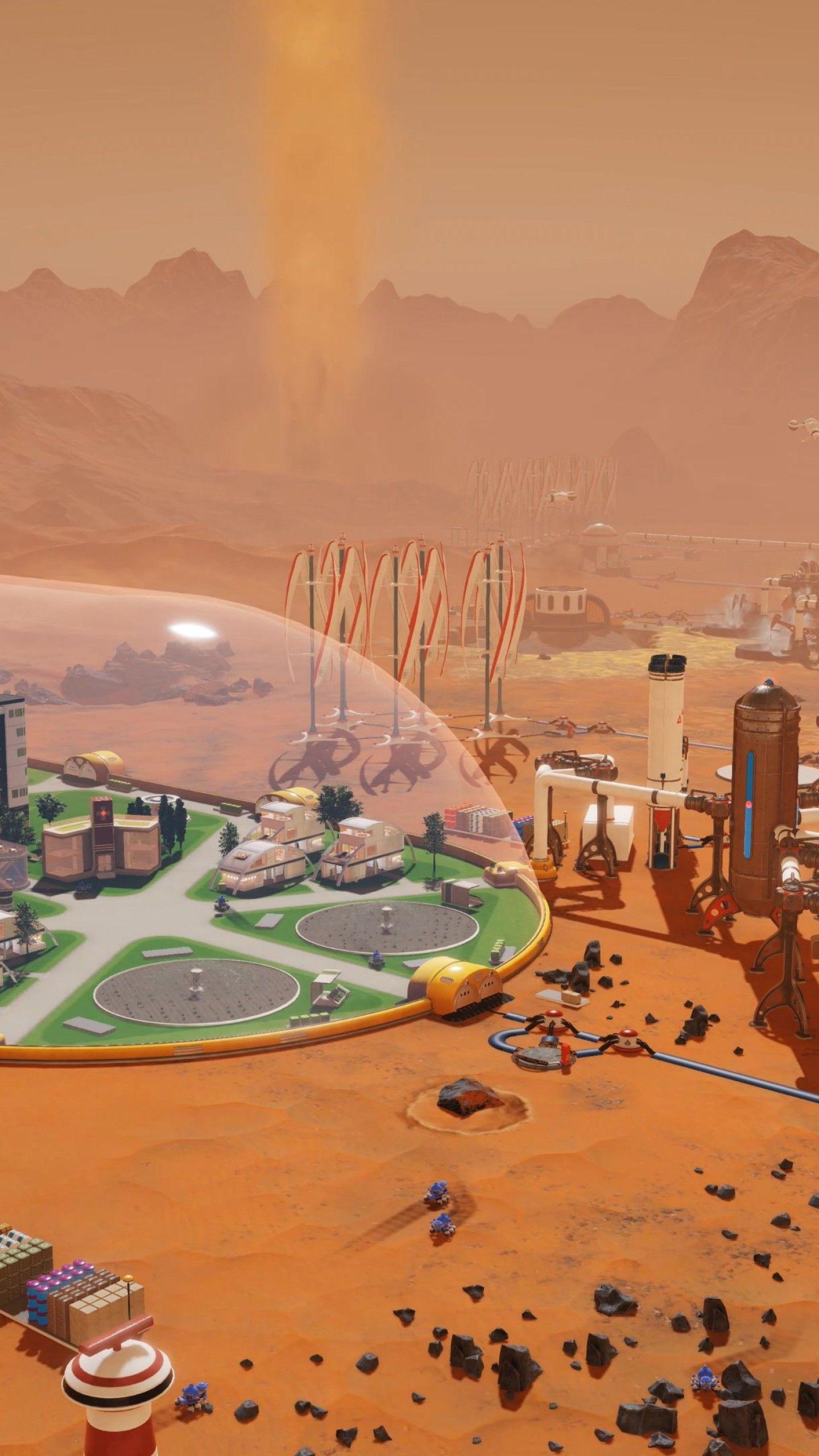 1440x2560 Mars City Phone Wallpaper