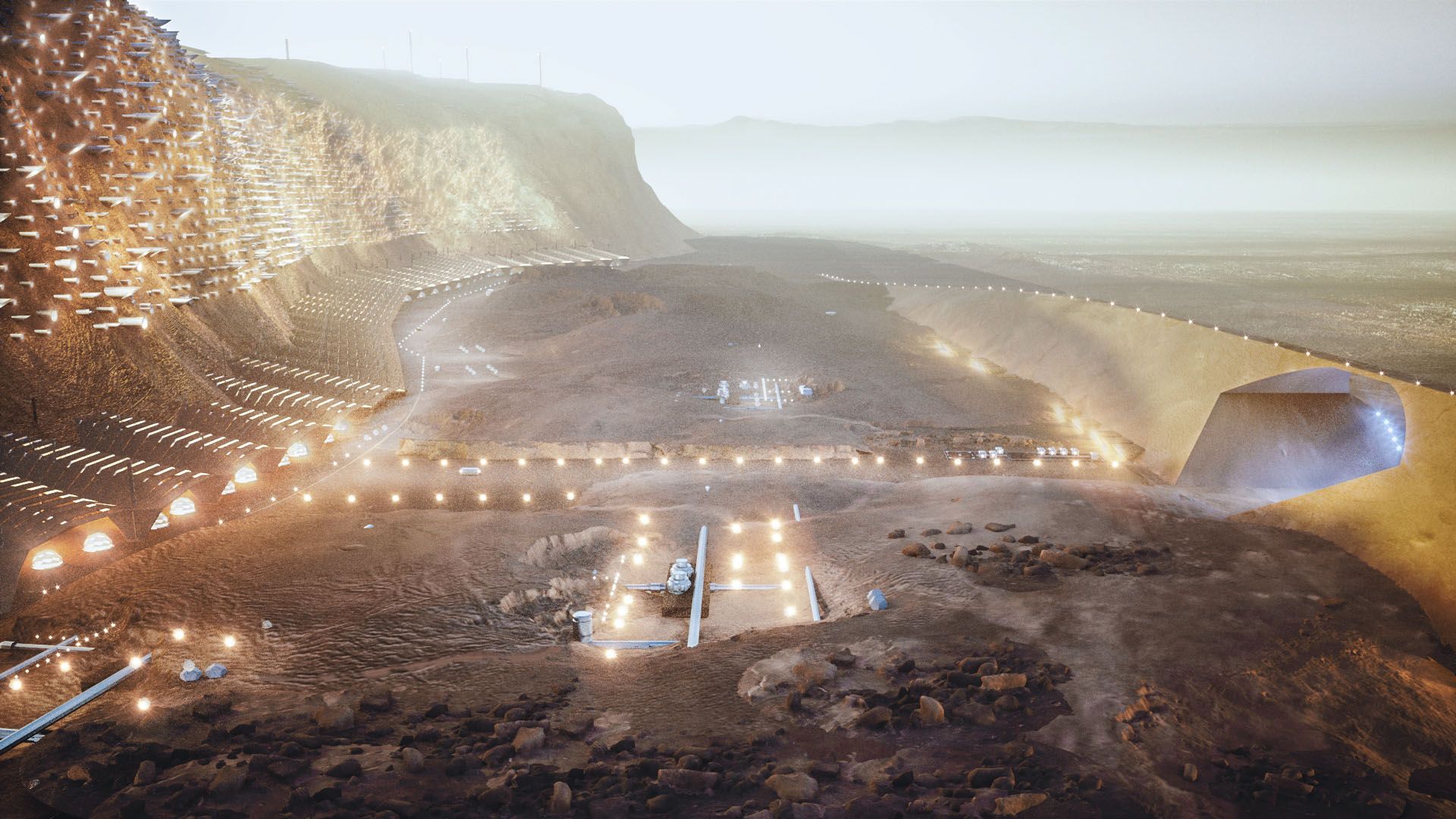 1920x1080 Nüwa, the cliff city on Mars