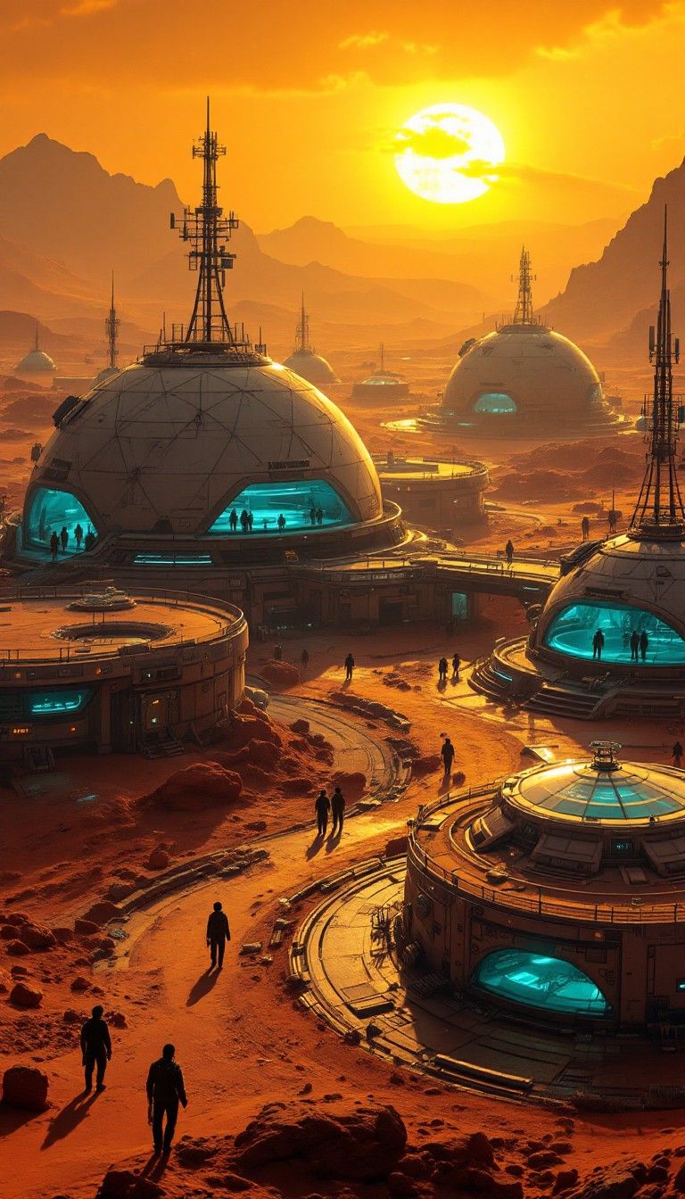 768x1344 Free Martian Colony Vista Image, Colony, Futuristic