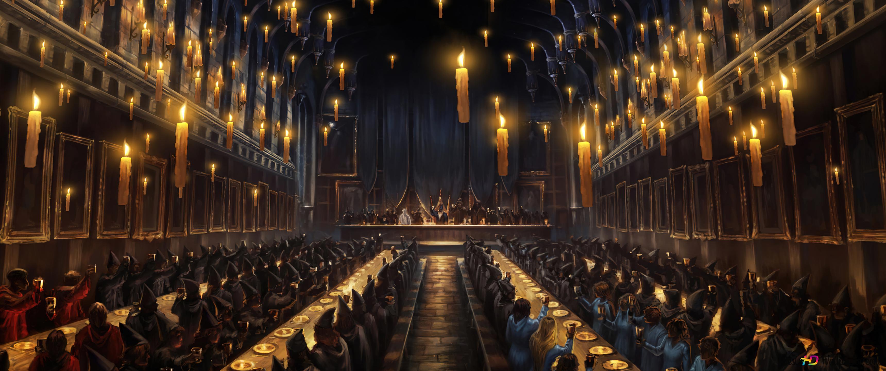 3440x1440 Aula Hogwarts dari film Harry Potter 4K unduhan wallpaper