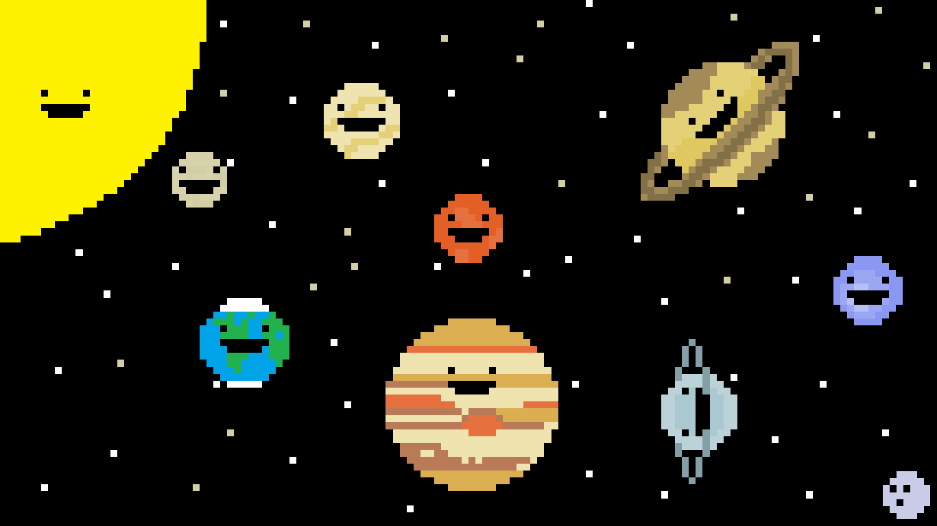 1366x768 Pixelated Planets
