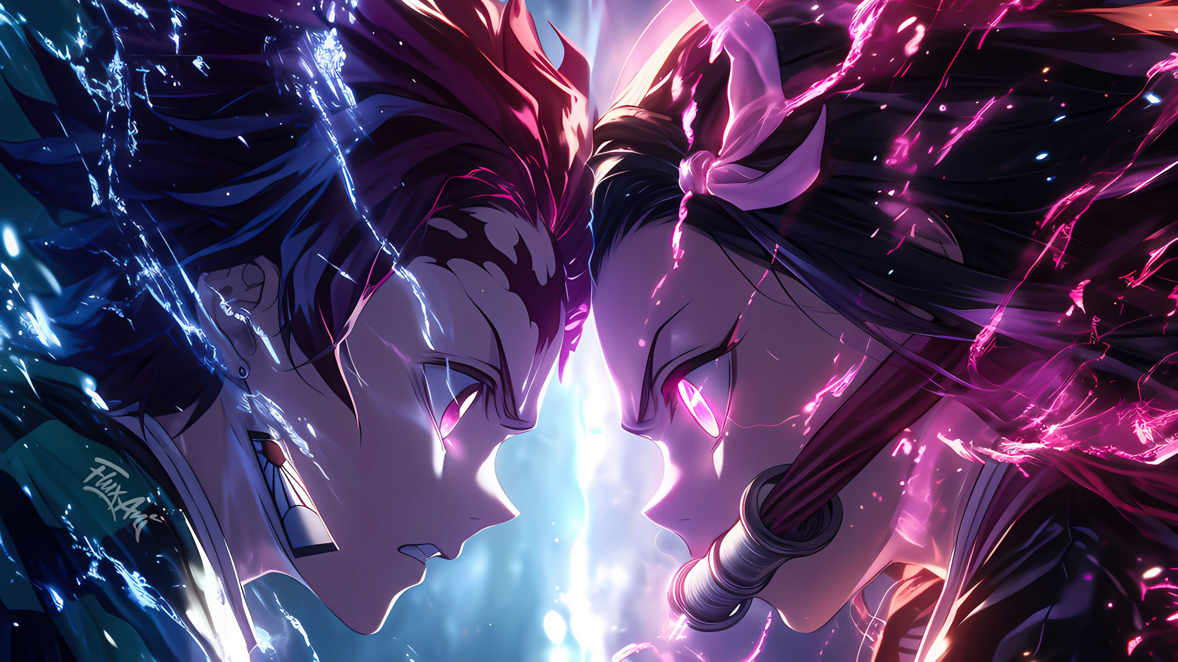 3840x2160 Tanjiro Kamado vs Nezuko Kamado 5K Wallpaper