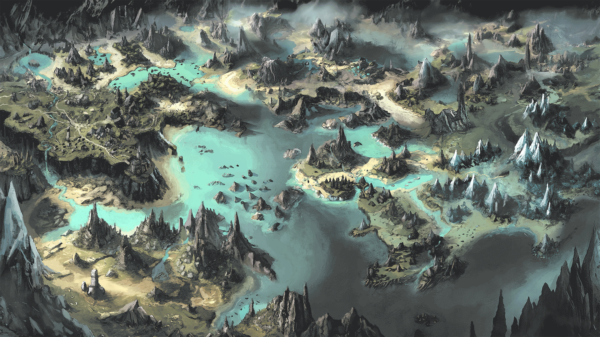 1920x1080 Dark Fantasy World Map and Art Direction
