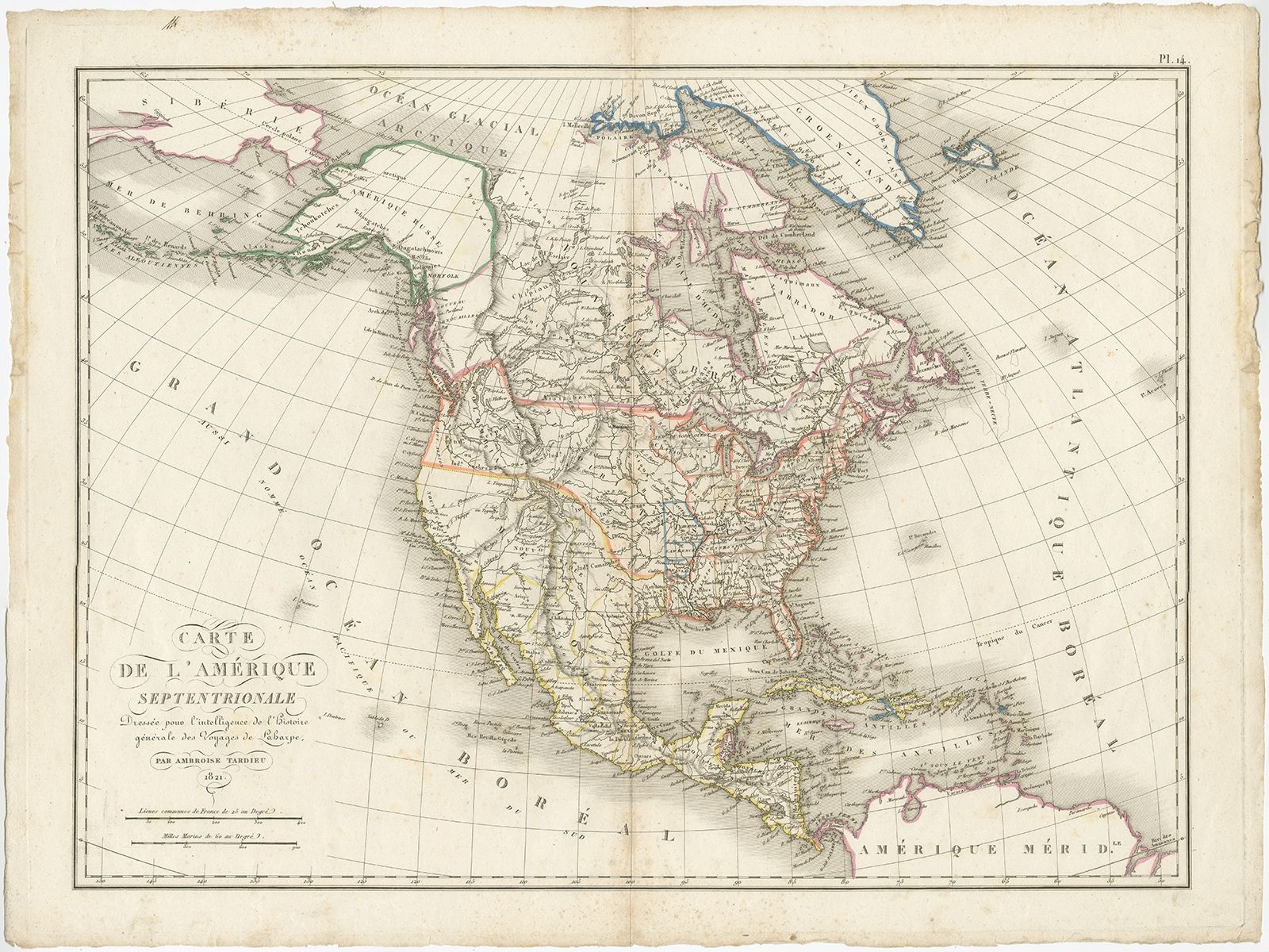 1600x1200 Antique Map of North America by Tardieu (1821)