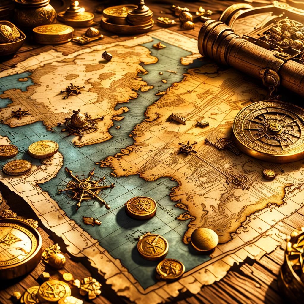 1024x1024 Treasure map Treasure Map on Rustic Table