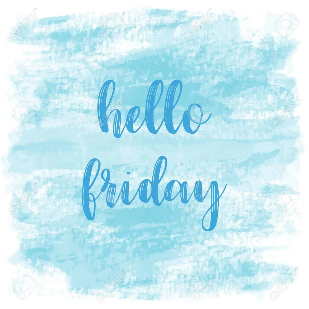 1300x1300 Download Hello Friday Handwritten Text On A Blue Background Wallpaper