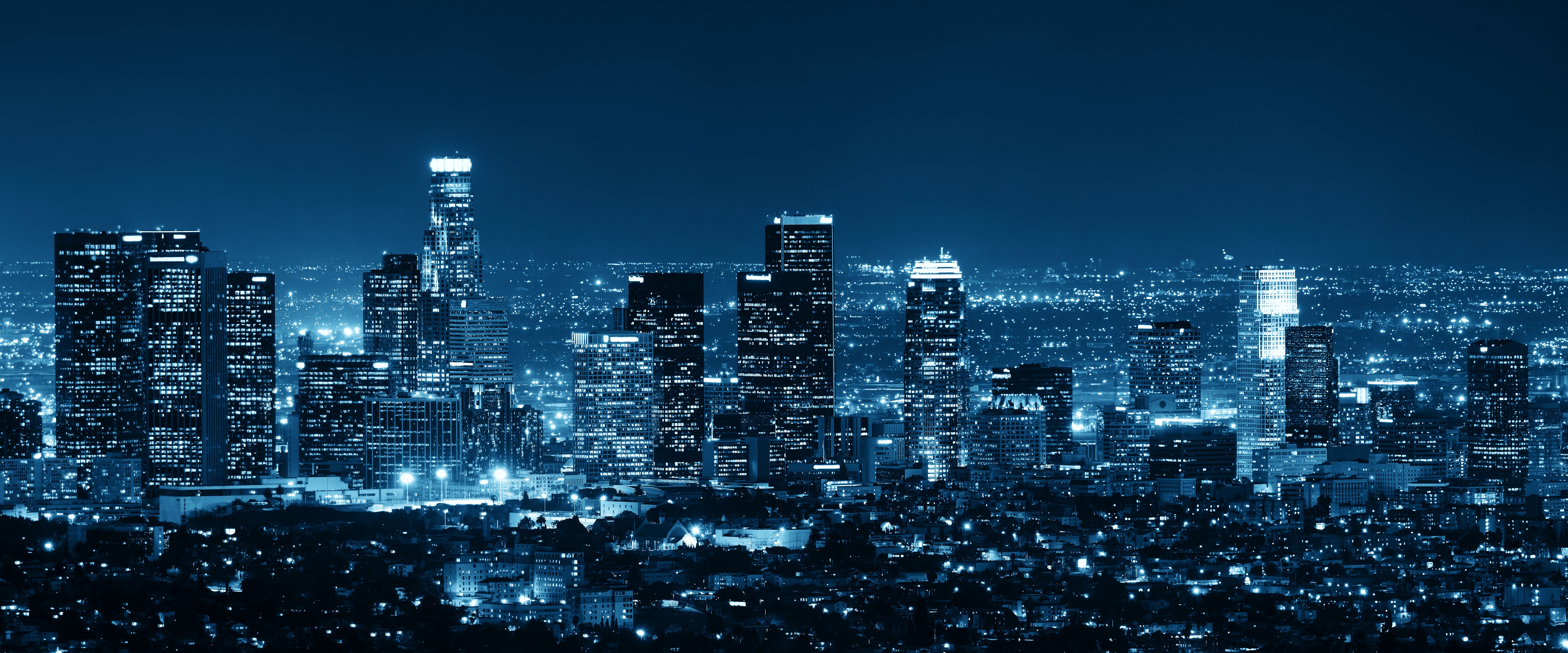7200x3000 Wallpaper City Skyline During Night Time, Background Free Image