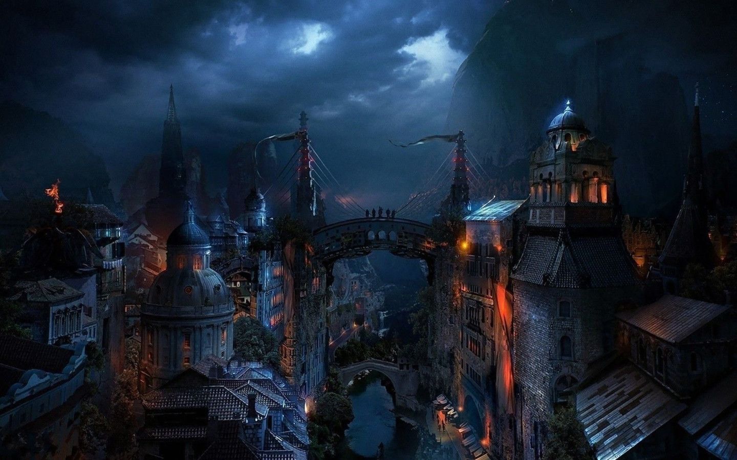 1440x900 Fantasy City Dark High Definition Wallpaper 111249