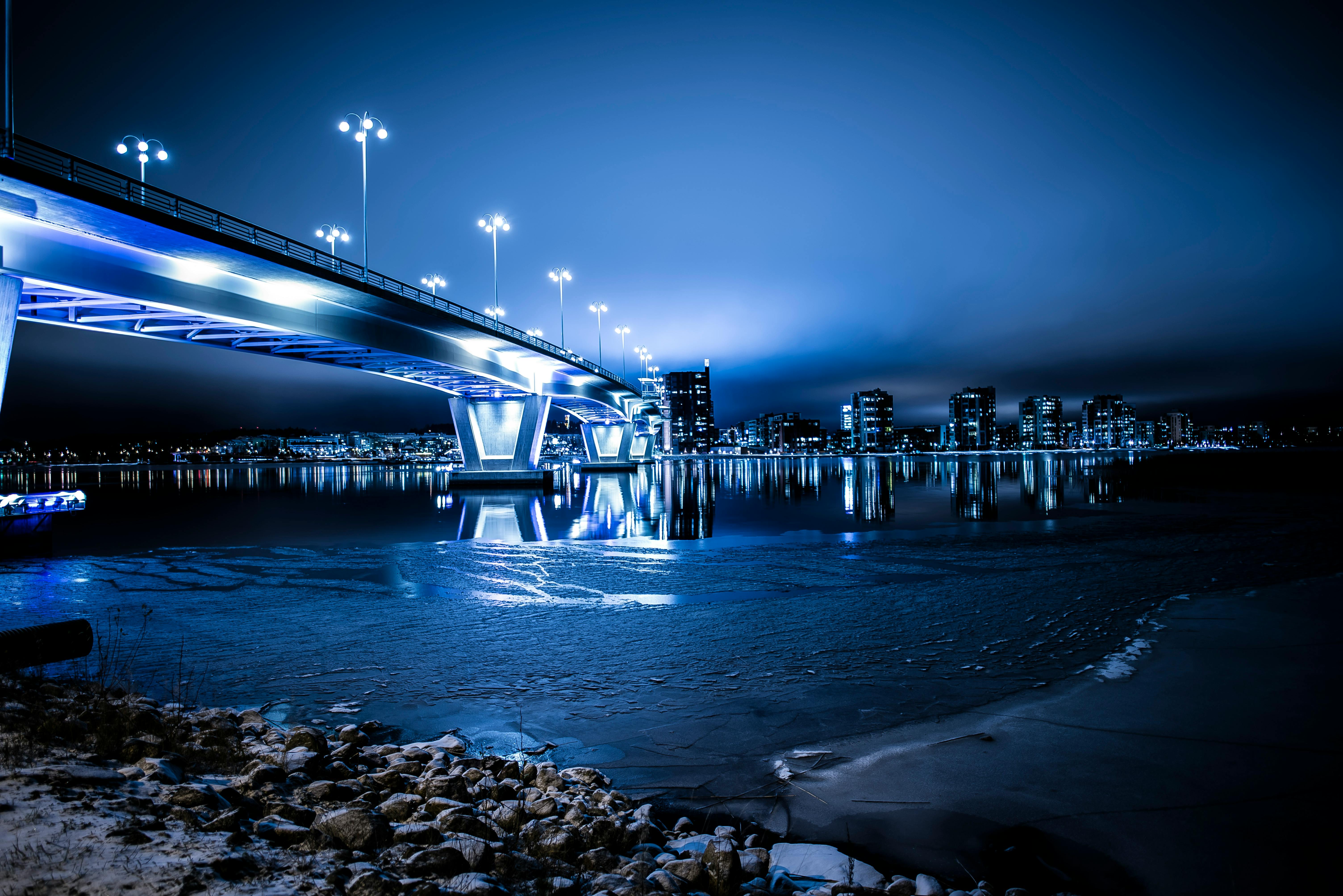 6016x4016 Bridge With Lights At Night · Free