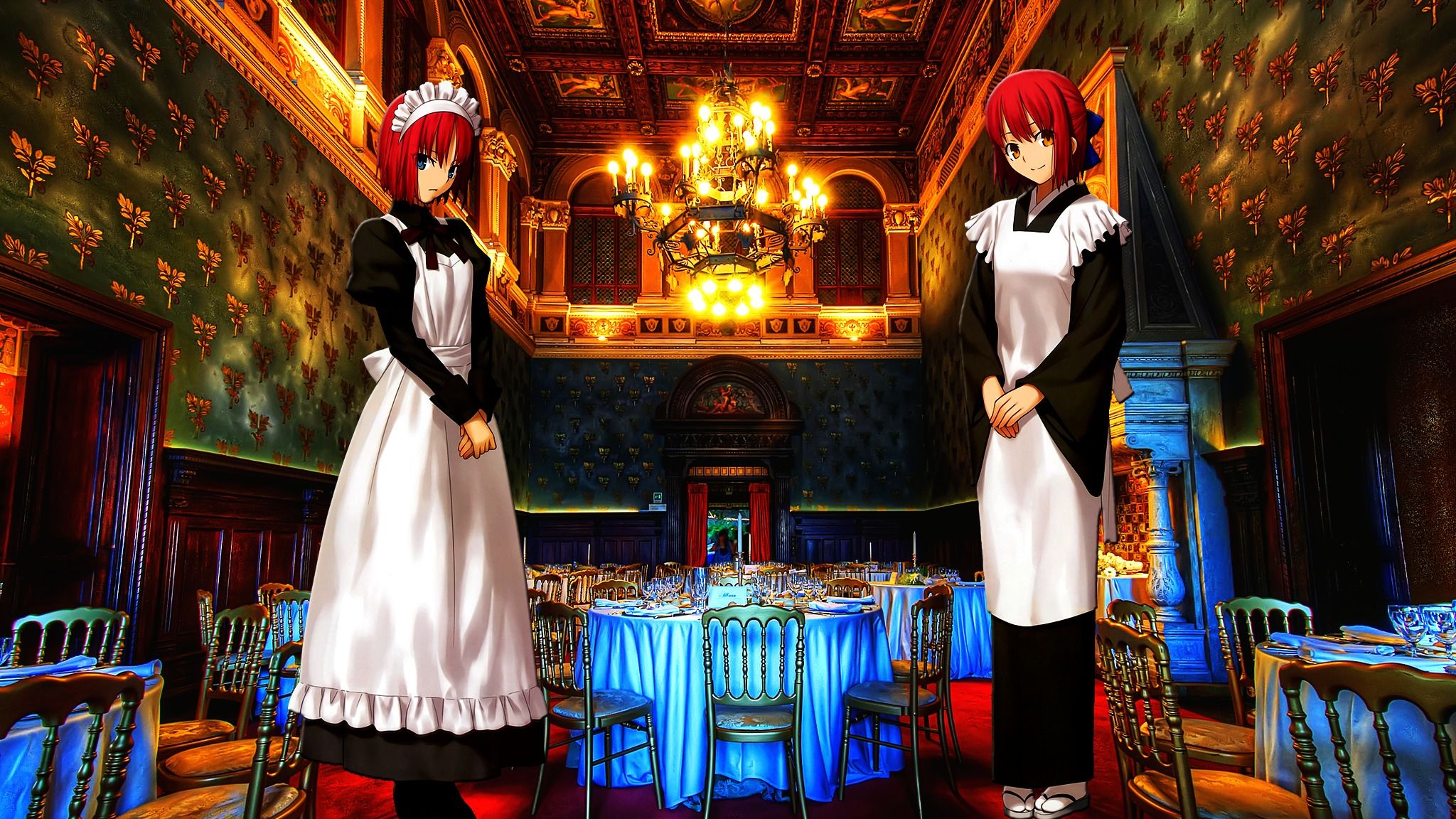 2048x1152 Wallpaper Game, Girls, Anime, Visual Novel, Type Moon, Tsukihime, Hisui, Kohaku For Mobile And Desktop, Section прочее, Resolution 2048x1152