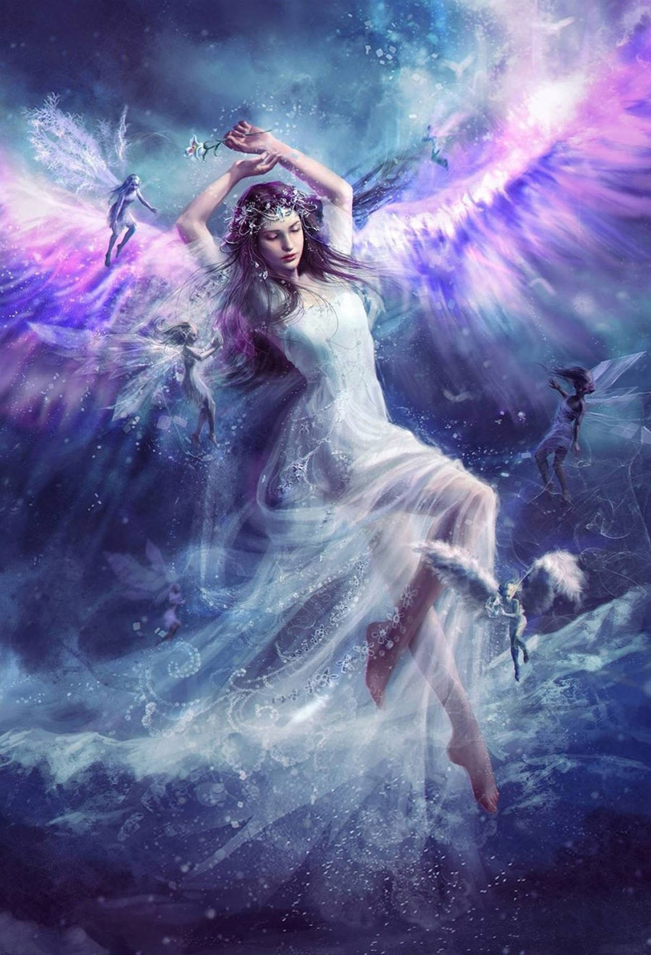1308x1920 Download Beautiful Angels Fantasy Aesthetic Wallpaper