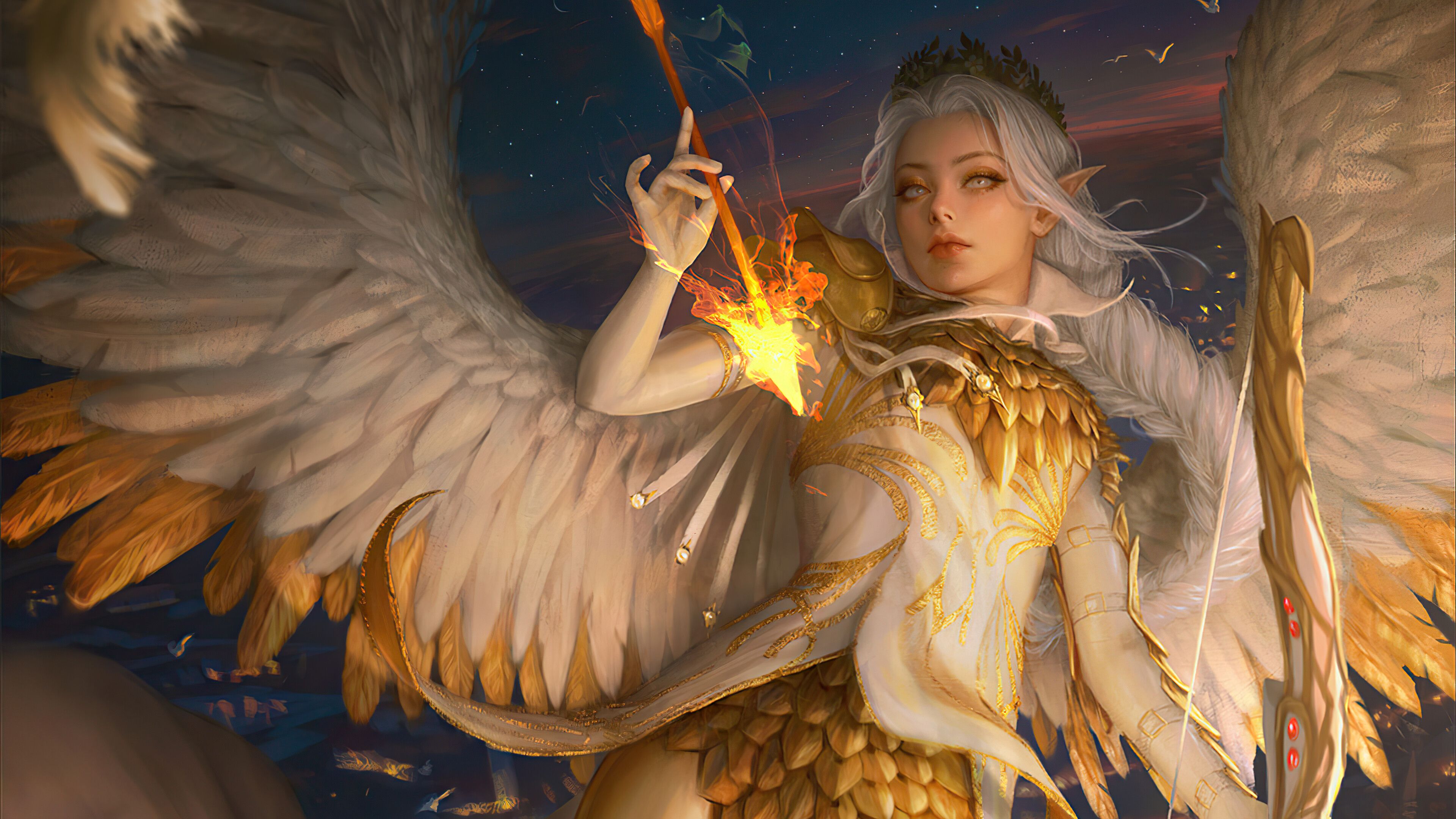 3840x2160 Wallpaper Fantasy Angel Warrior, Angel, Fantasy, Fantastic Art, Art, Background Free Image