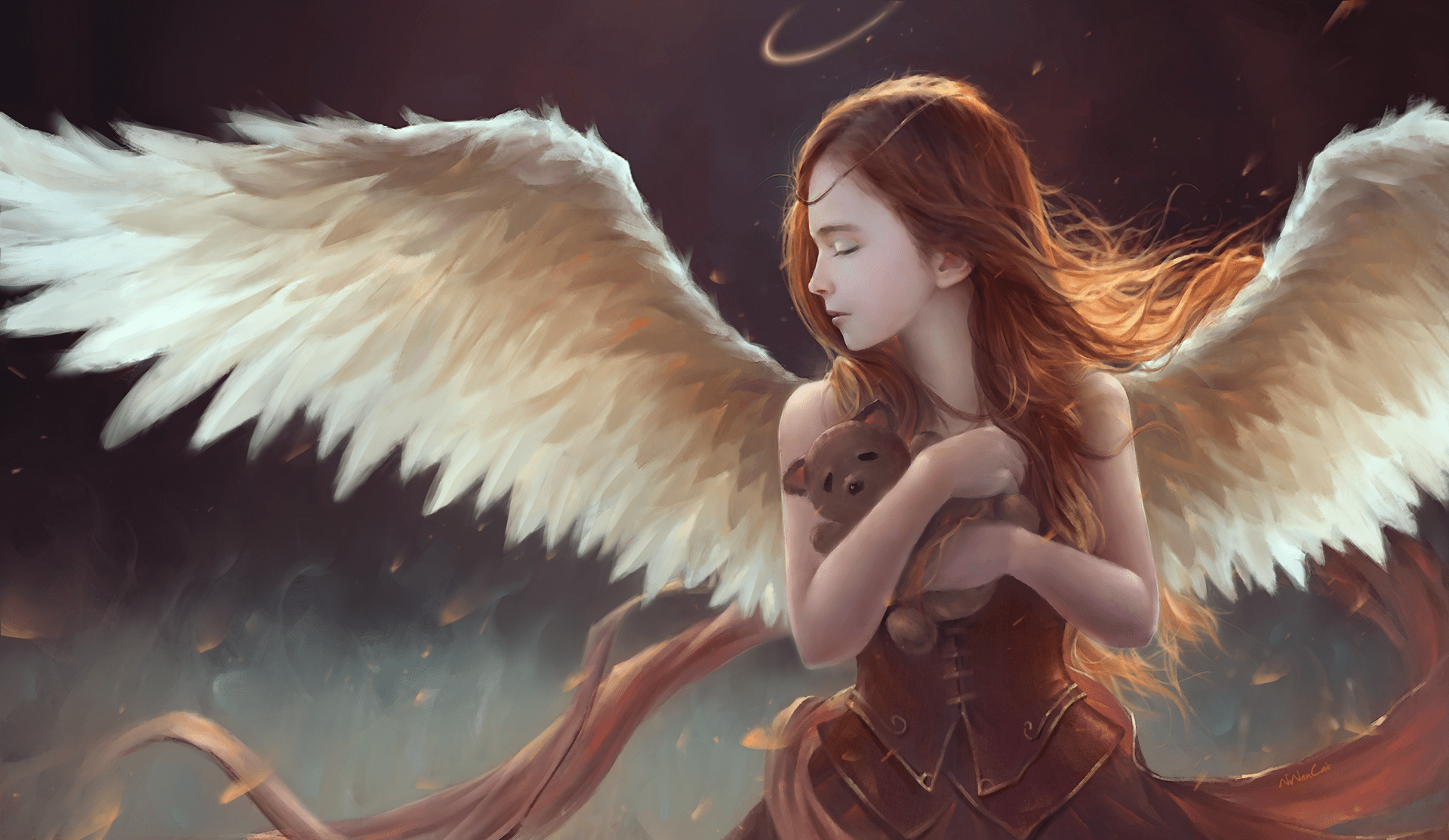1920x1113 Fantasy Angel Girl Wallpaper