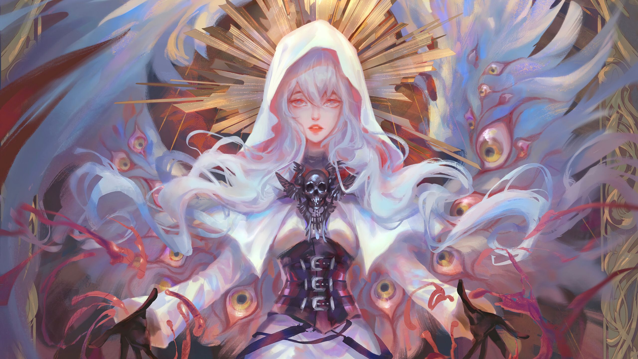 2560x1440 Saint Fantasy Angel Girl Art Wallpaper 4K PC Desktop f