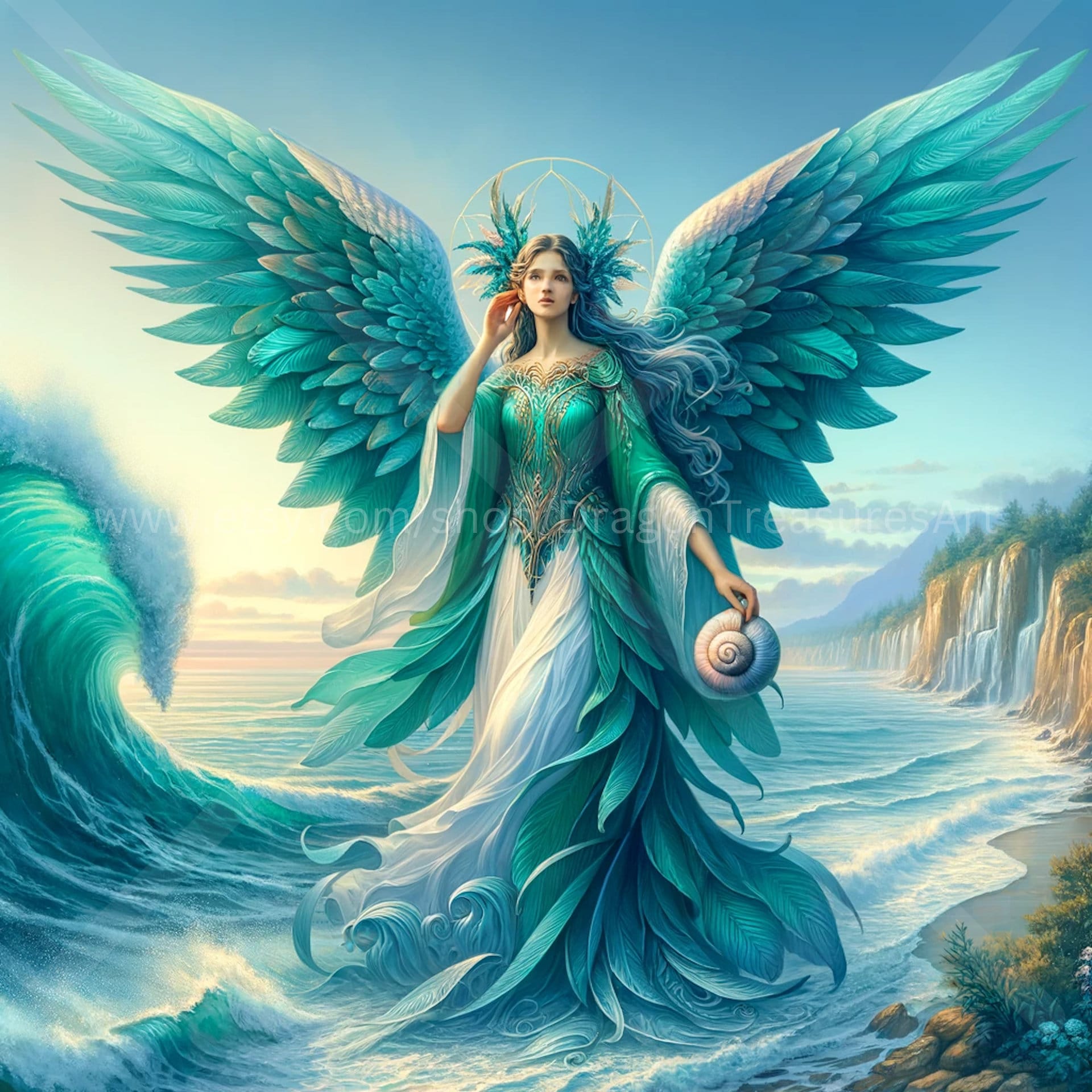 1920x1920 Water Angel Download: Digital Art, Instant Downloadable Wallpaper, Downloadable Fantasy Art, Digital Poster, Angel Art, Demon Art