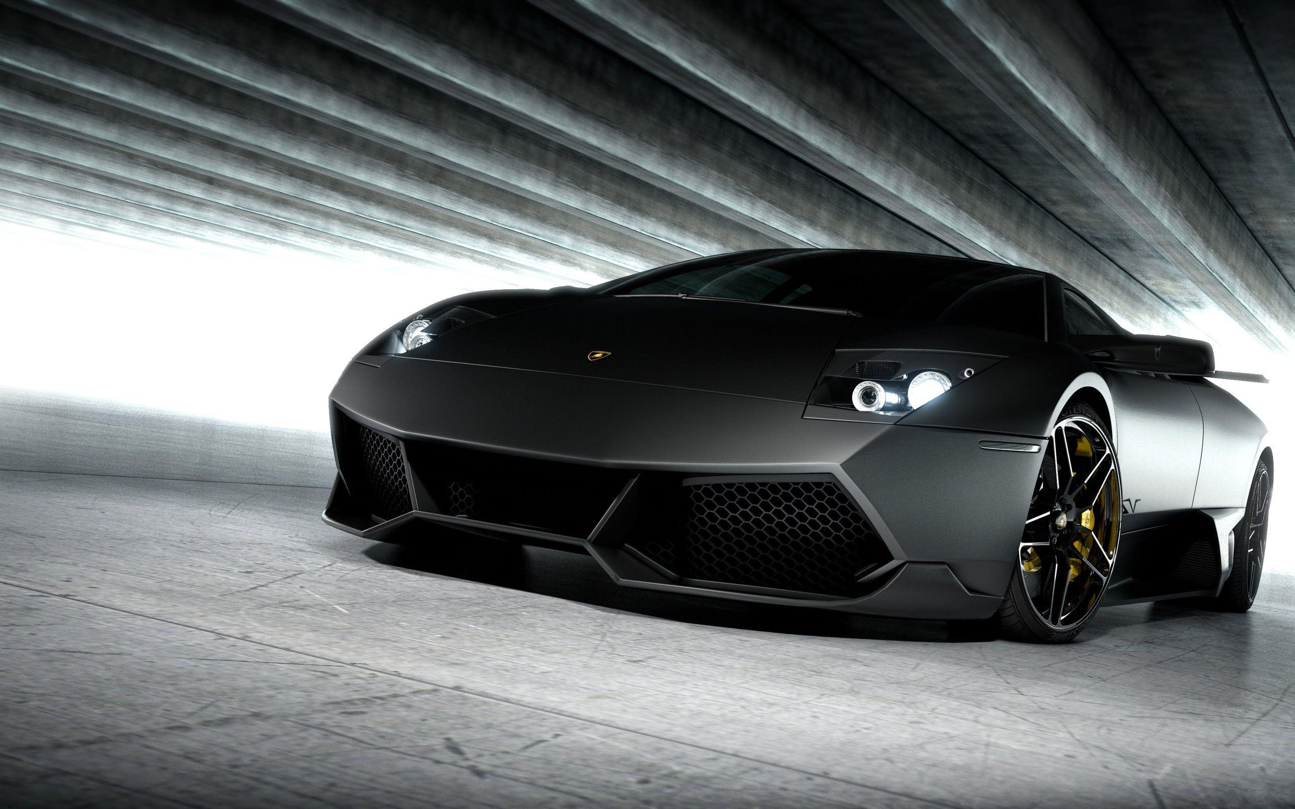 2560x1600 Black Lamborghini luxury car, selective coloring, Lamborghini