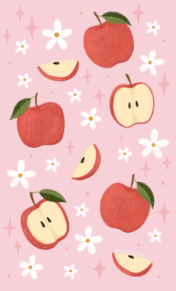 735x1213 Apple & floral wallpaper