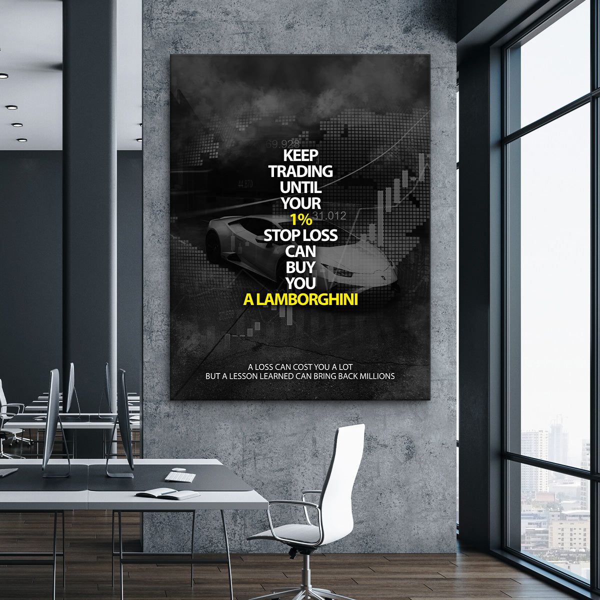 1200x1200 Trader Lamborghini Motivation Wall Art Trade Office Decor Canvas Print