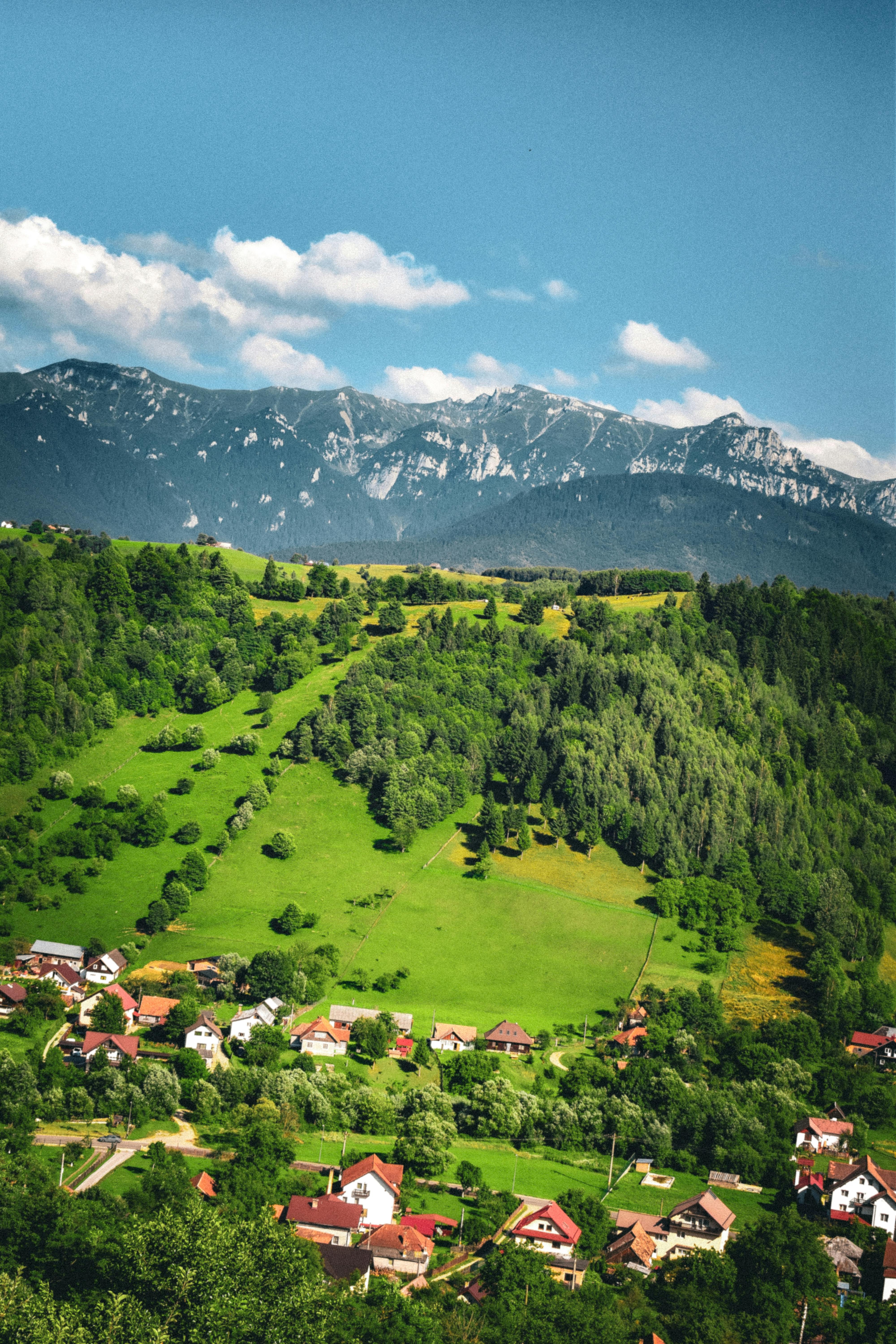 4000x6000 Village under Green Hill in Mountains · Free