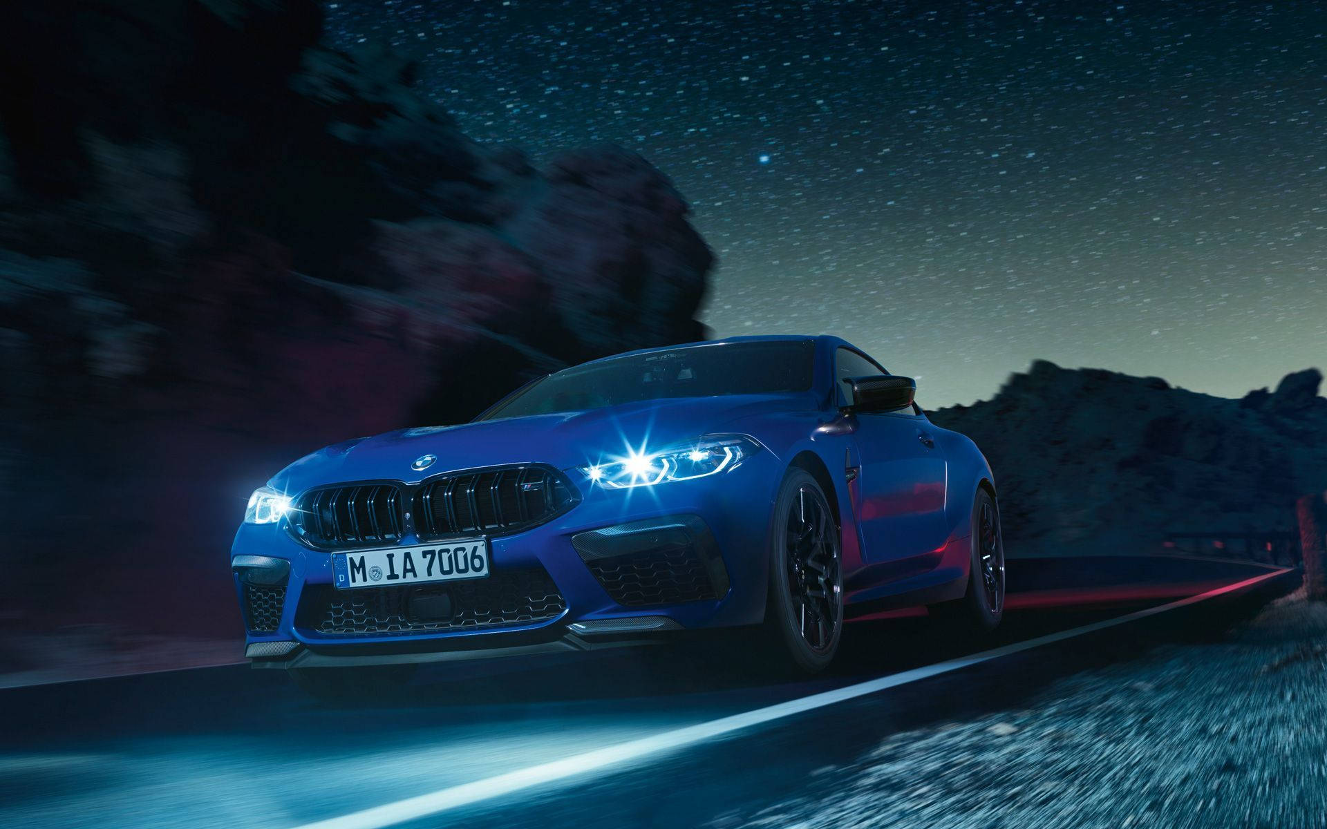 1920x1200 Download Blue BMW Driving At Night Wallpaper